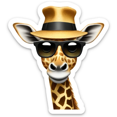 Giraffes with sunglasses and brim hat sticker