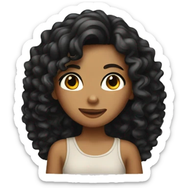 Tan girl with black long curly hair  sticker