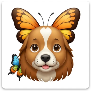 Ein Hund mit einem Schmetterling auf der nase sticker