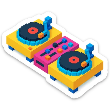 DJ turntables with a sleek design and vibrant colors sticker