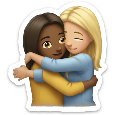 Two girls hug sticker