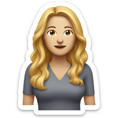 Caucasian woman with golden long hair, freckles, and a plus-size figure. sticker