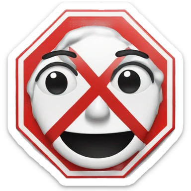 Stop sign with face sticker
