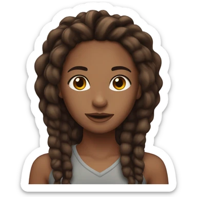 Brown skin girl with dark brown locs with highlights and dark brown eyes sticker