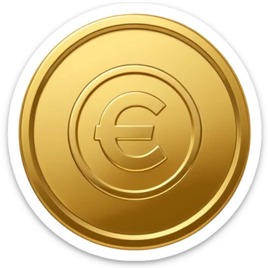 A modern cartoon-style emoji of a stylized money coin combined with a subtle play button icon, clean lines, bold shape, freeform, optimized for social media video sticker