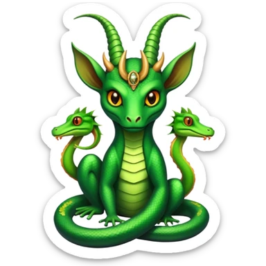 A green serpent  feminine Baphomet  with frogs and geckos sticker