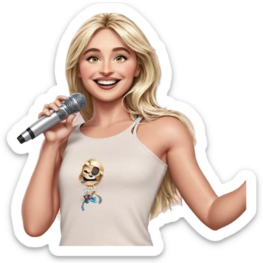 smiling girl with microphone sticker