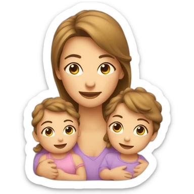 a mom and 3 babies sticker