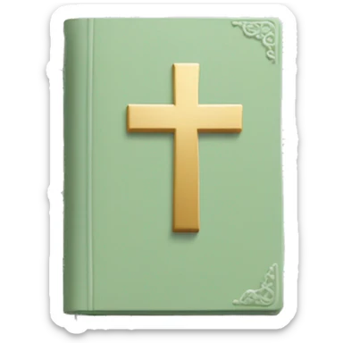 Open Light Sage green holy Bible with baby pink cross on the cover and baby pink coloured gardens coming on the cover  sticker