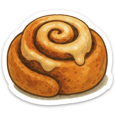 ghibli style cinnamon bun sticker