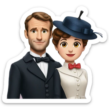 mary poppins and emmanuel macron sticker
