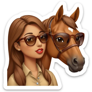 Woman wearing sunglasses and getting kissed by a horse sticker