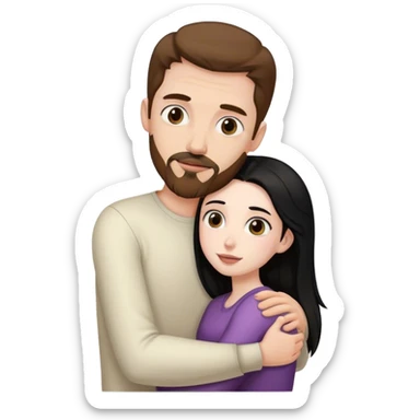 Tall pale man with brown hair and goatee hugging small pale woman long black hair sticker