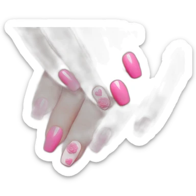Pink heart-pink flower-pink nails-cat sticker
