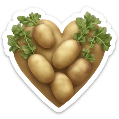 beige heart adorned with potatoes garland sticker
