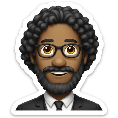rabbi with black hair and long curls sticker