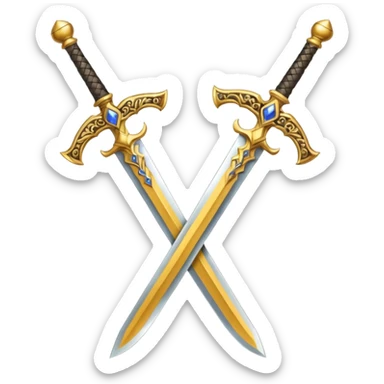 Two Golden royal swords with gold blades and gold handel sticker