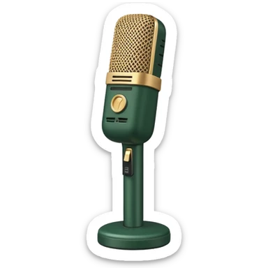 radio microphone, dark green with beige inserts, minimalism, angled view, emoji style sticker