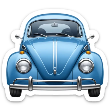blue oval Fusca car front view sticker