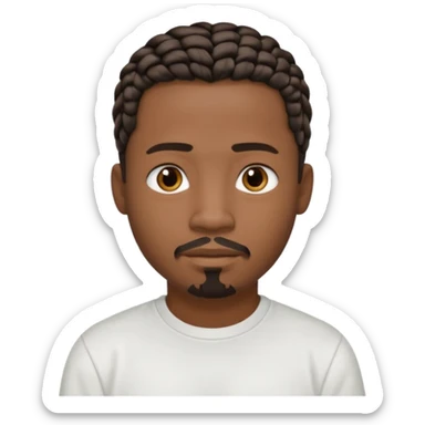 Hazme un emoji de un hombre negro con trenzas cortas, camiseta blanca y una pequeña perilla sticker