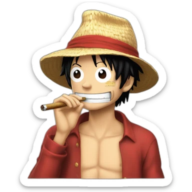Luffy fumando un cigarrillo sticker