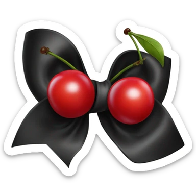 black bow with 2 red cherries sticker