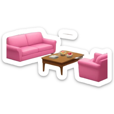 Pink pretty Living room, sofa, tv, table sticker