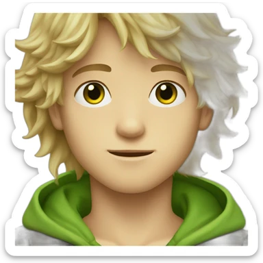 dark blond tousled forward hairs green eyes boy sticker