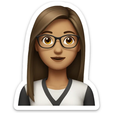 Girl with brown straight hair and glasses sticker