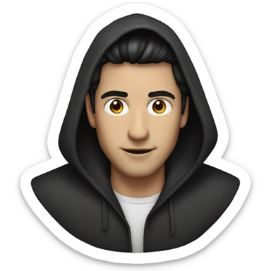 Hooded male portrait, dark hair sticker