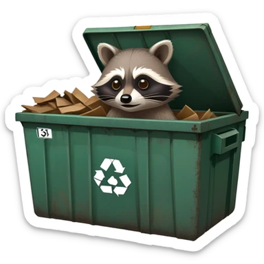 Raccoon in a dumpster sticker