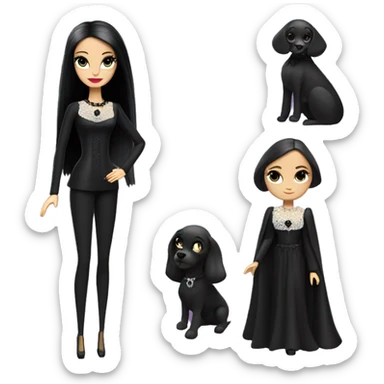 Principessa Barbie, teen Morticia Addams,cute,showing off, show full body,mourning accessories  sticker