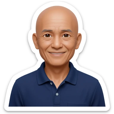 grandpa, tall, little to no grey hair, polo shirt, filipino sticker