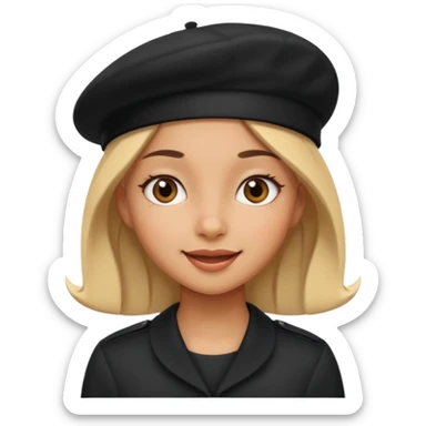 girl with a black beret, cheerful expression sticker
