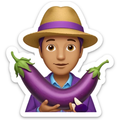 Man and long eggplant sticker