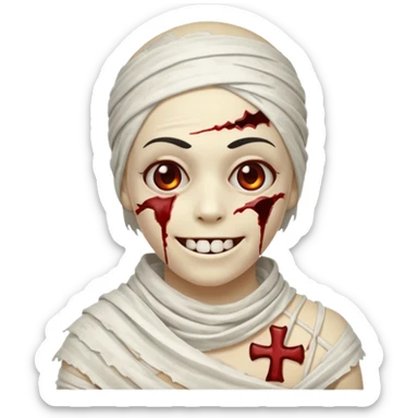 halloween mummy smiling and with blood stains sticker