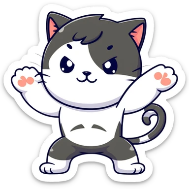 flexing cat boy sticker