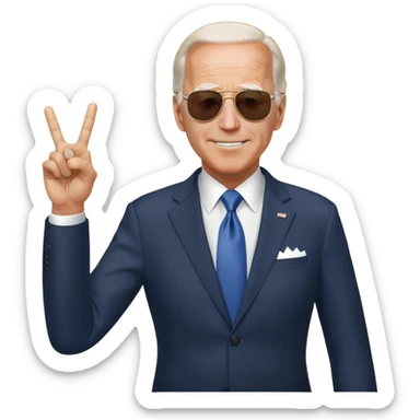 Biden sunglasses peace sign suit sticker