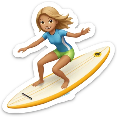 Girl riding a bike on a surfboard  sticker