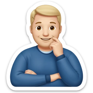 stocky man with hand on chin full length sticker