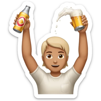 throwing beer can with the arm up in the air with spills from the can sticker