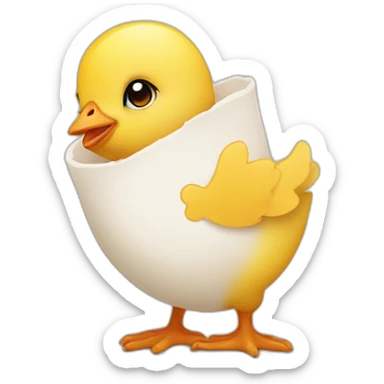 a baby chick holding a small cast, inside a heart symbol sticker