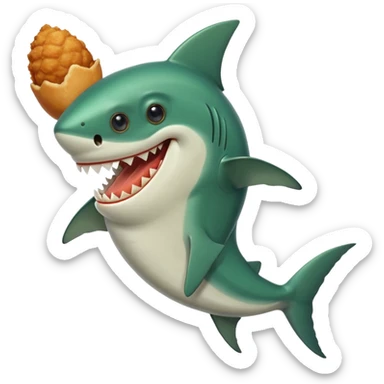 green shark holds with a fin fried chicken leg sticker