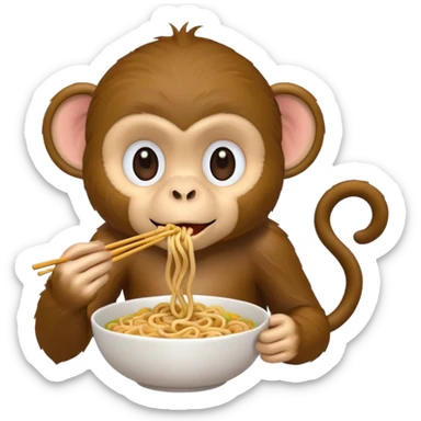 Monkey eating noodles sticker