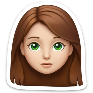 Girl emoji with brown hair, long hair and green eyes sticker