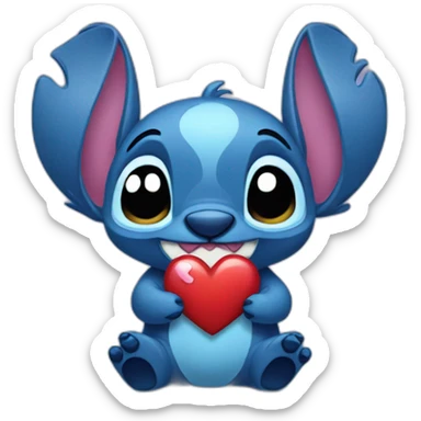 Stitch holding a heart sticker