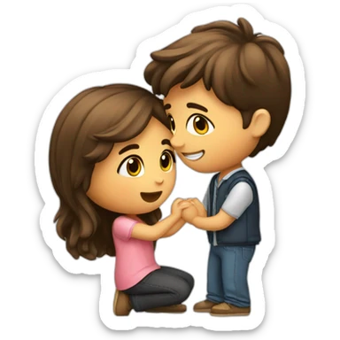 A boy propose a cute girl  sticker