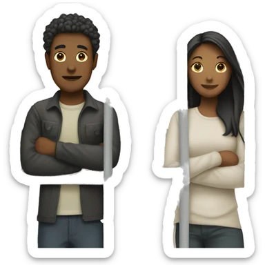 two people with fence between them sticker