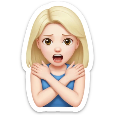 arms crossed holding neck screaming girl sticker