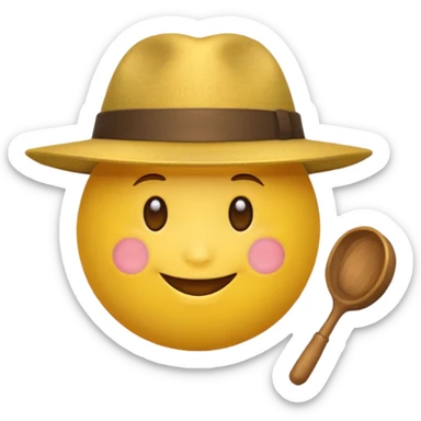 Un emoji rond jaune qui sourit avec un capeau de poète sticker